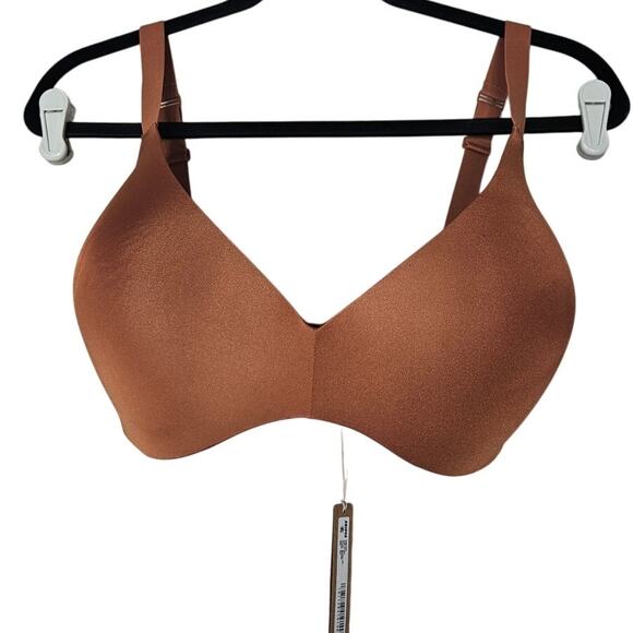 NEW Skims 34H Wireless Push Up Bra Bronze Brown Comfort T Shirt Padded - Picture 1 of 4